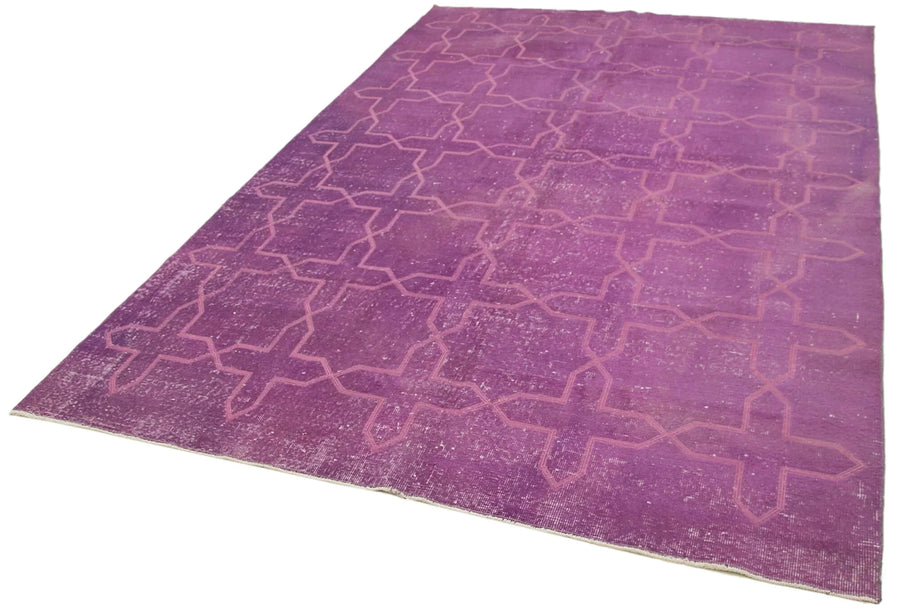 Geometric Carpet Mor Geometrik Pamuk Yün El Dokuma Halısı 201x304 Agacan