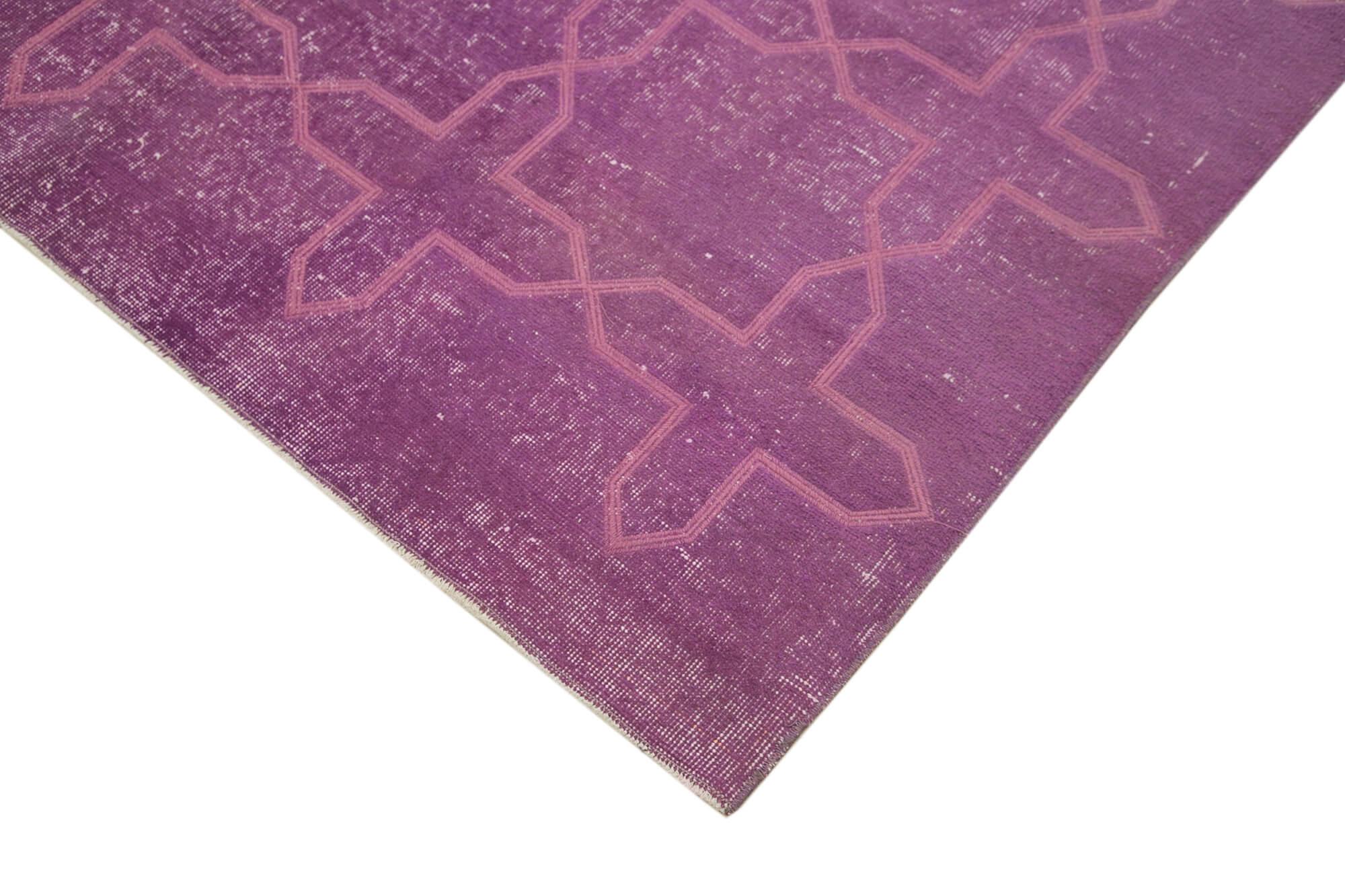Geometric Carpet Mor Geometrik Pamuk Yün El Dokuma Halısı 201x304 Agacan