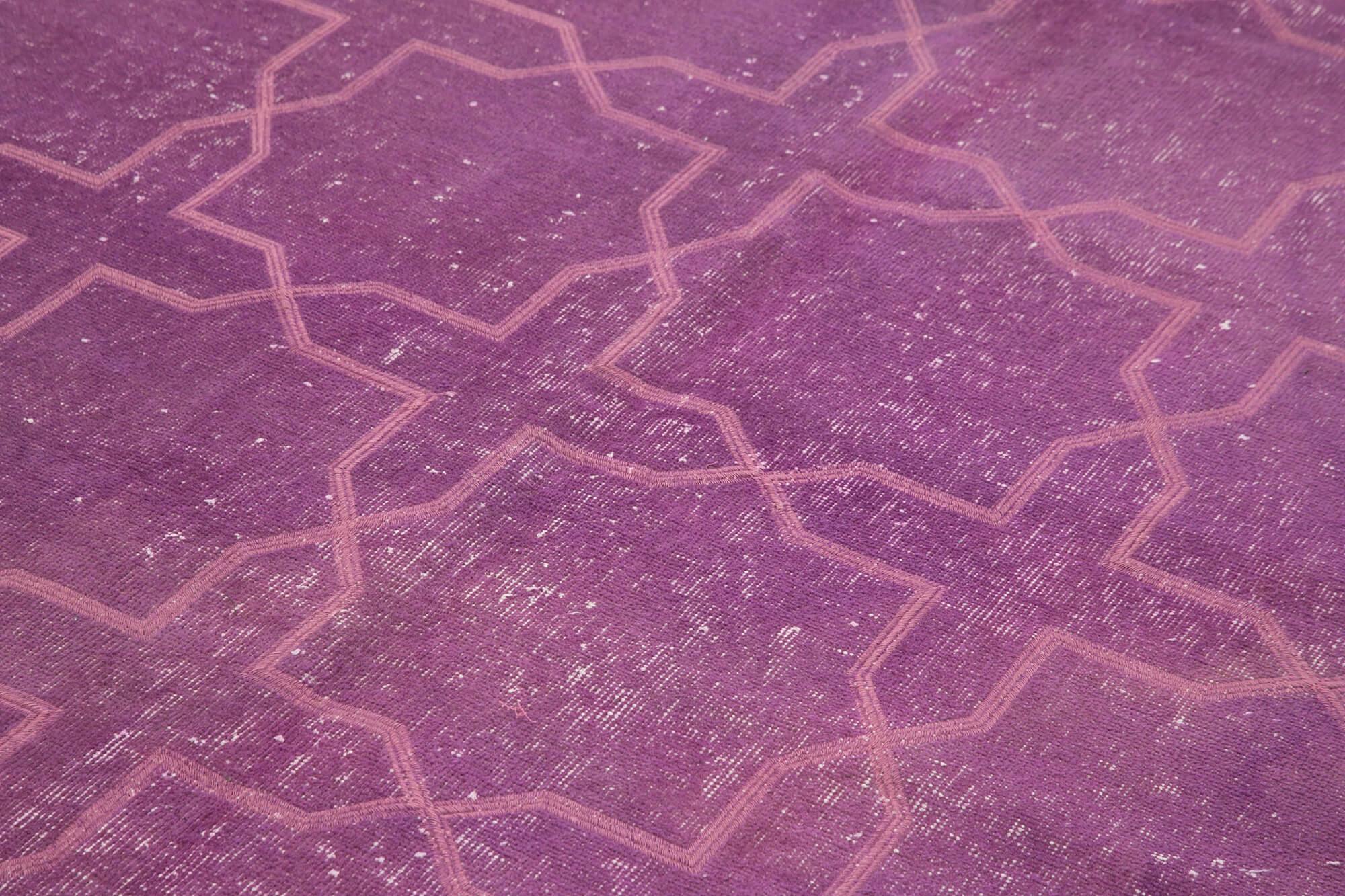 Geometric Carpet Mor Geometrik Pamuk Yün El Dokuma Halısı 201x304 Agacan