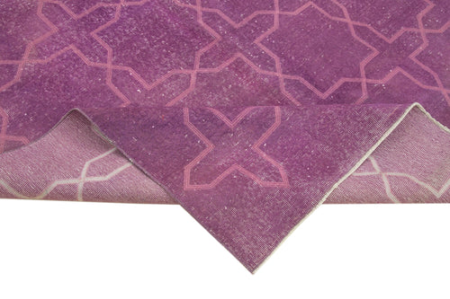 Geometric Carpet Mor Geometrik Pamuk Yün El Dokuma Halısı 201x304 Agacan