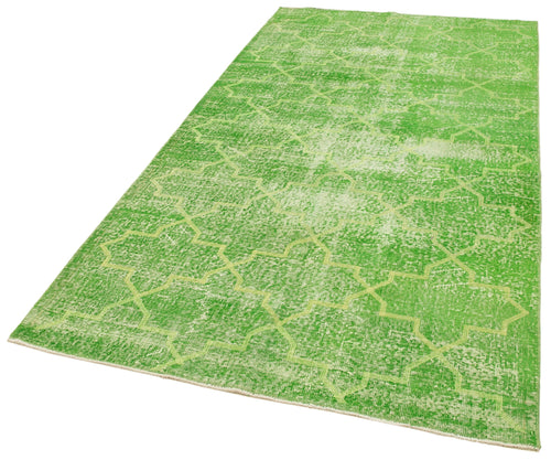 Geometric Carpet Yeşil Geometrik Pamuk Yün El Dokuma Halısı 144x280 Agacan