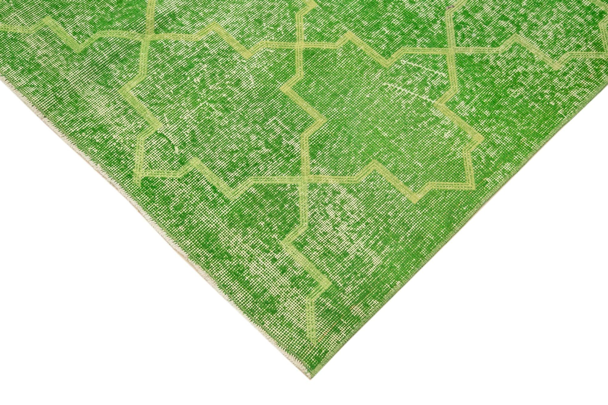 Geometric Carpet Yeşil Geometrik Pamuk Yün El Dokuma Halısı 144x280 Agacan