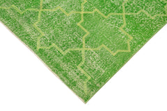 Geometric Carpet Yeşil Geometrik Pamuk Yün El Dokuma Halısı 144x280 Agacan