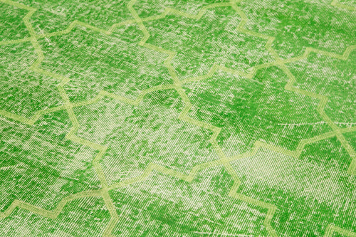 Geometric Carpet Yeşil Geometrik Pamuk Yün El Dokuma Halısı 144x280 Agacan