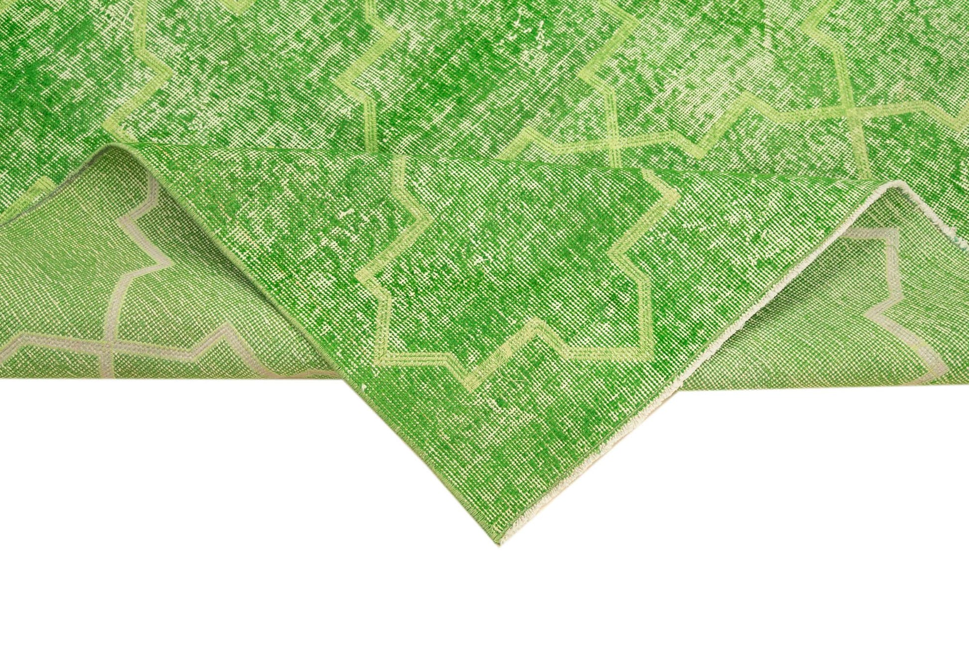 Geometric Carpet Yeşil Geometrik Pamuk Yün El Dokuma Halısı 144x280 Agacan