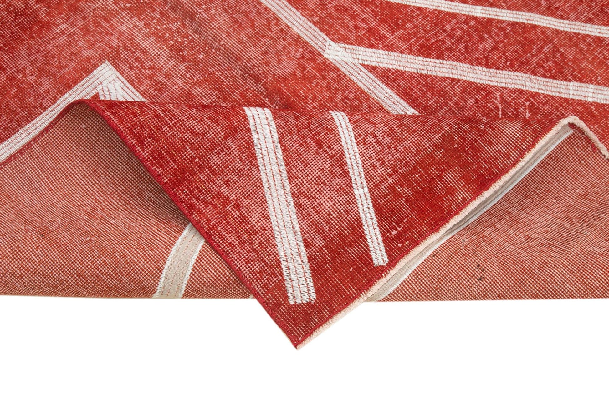 Geometric Carpet Kırmızı Geometrik Pamuk Yün El Dokuma Halısı 141x238 Agacan