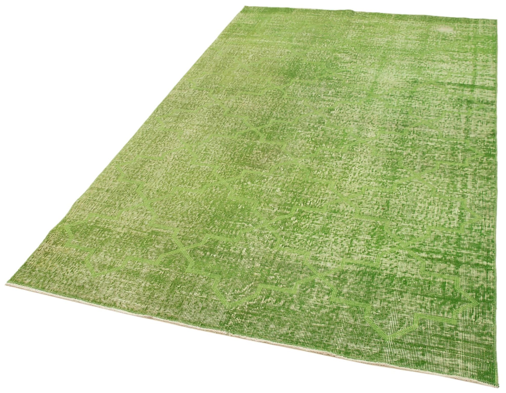 Geometric Carpet Yeşil Geometrik Pamuk Yün El Dokuma Halısı 152x260 Agacan