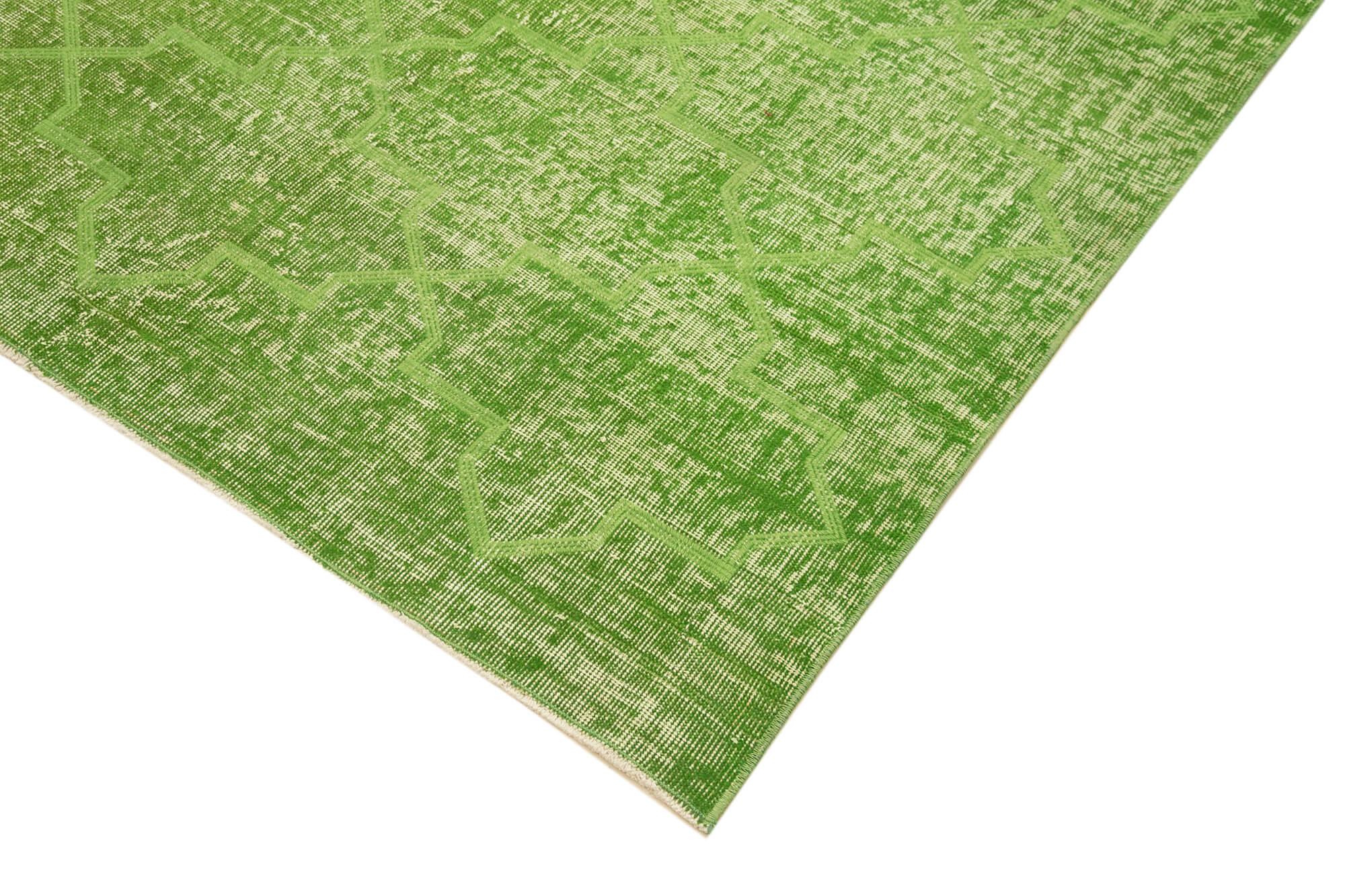 Geometric Carpet Yeşil Geometrik Pamuk Yün El Dokuma Halısı 152x260 Agacan