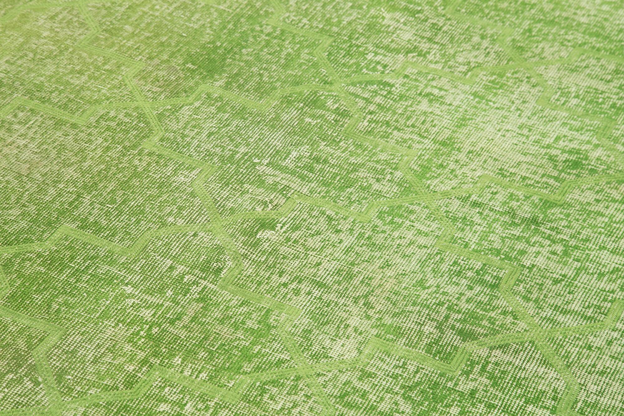 Geometric Carpet Yeşil Geometrik Pamuk Yün El Dokuma Halısı 152x260 Agacan