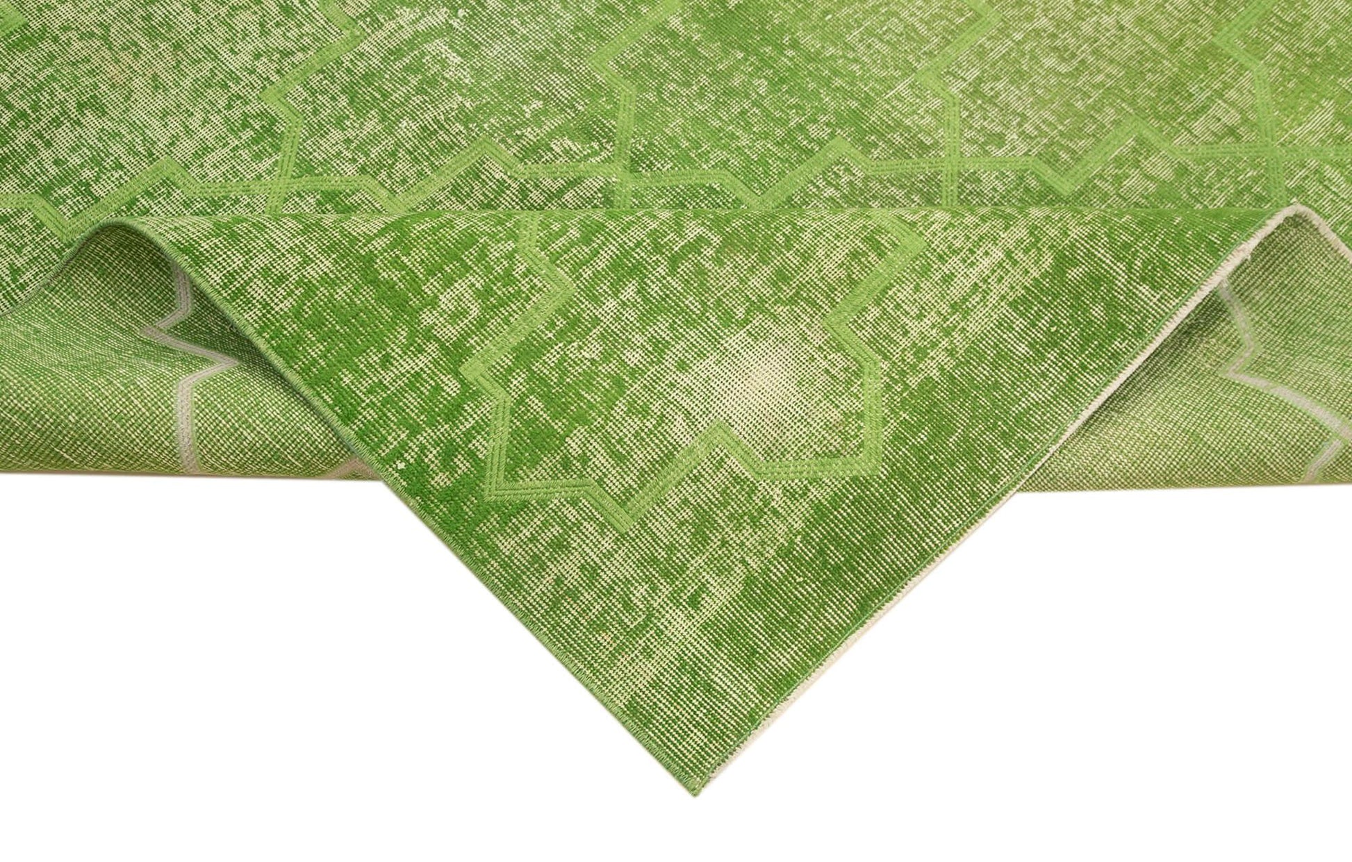 Geometric Carpet Yeşil Geometrik Pamuk Yün El Dokuma Halısı 152x260 Agacan