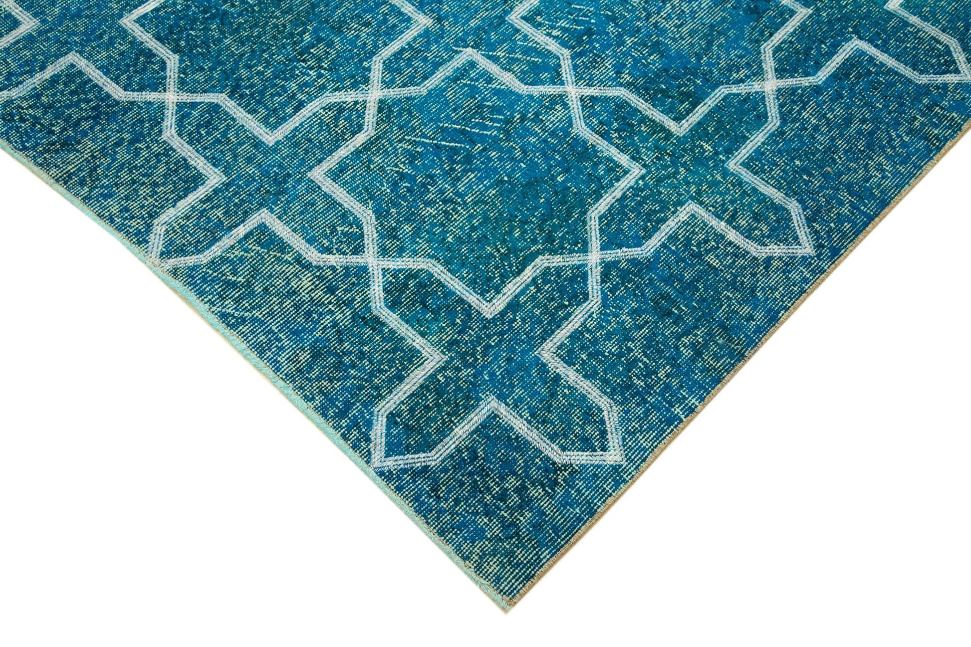 Geometric Carpet Turkuaz Geometrik Pamuk Yün El Dokuma Halısı 167x281 Agacan