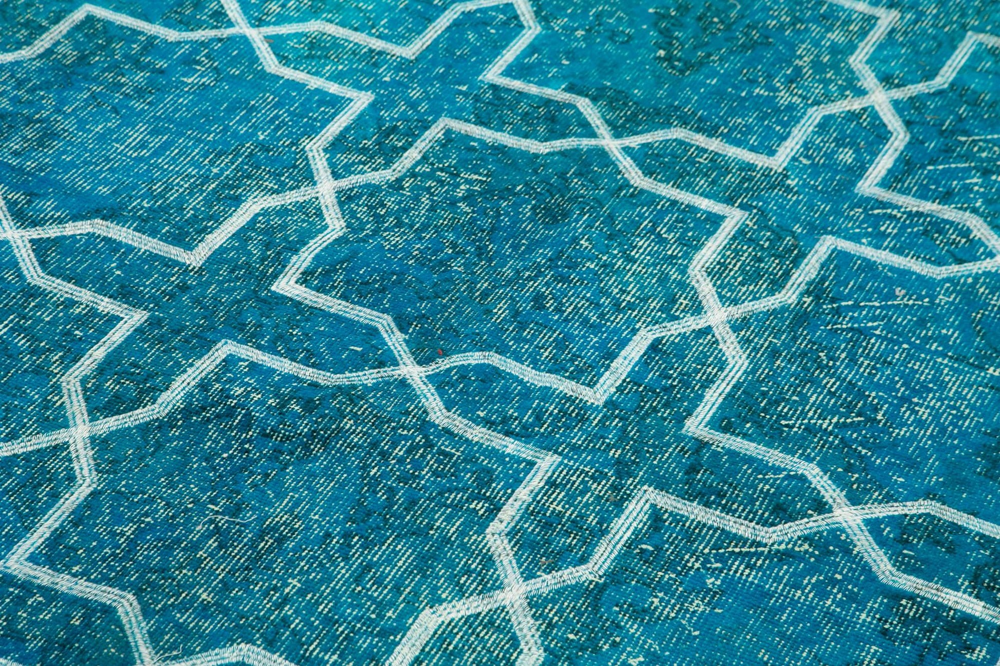 Geometric Carpet Turkuaz Geometrik Pamuk Yün El Dokuma Halısı 167x281 Agacan