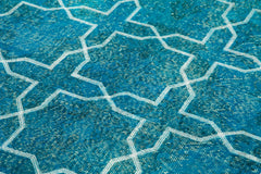 Geometric Carpet Turkuaz Geometrik Pamuk Yün El Dokuma Halısı 167x281 Agacan