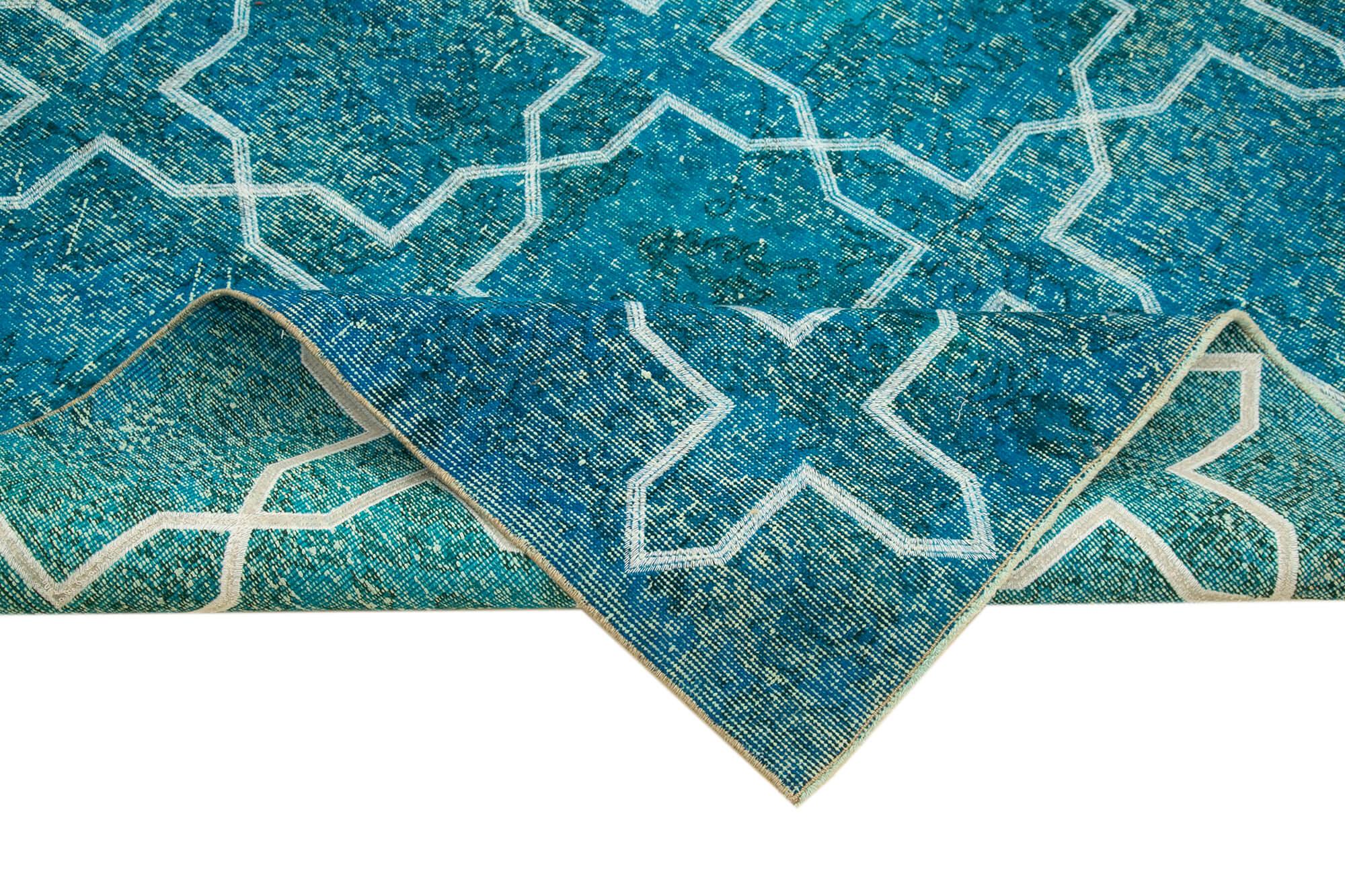 Geometric Carpet Turkuaz Geometrik Pamuk Yün El Dokuma Halısı 167x281 Agacan