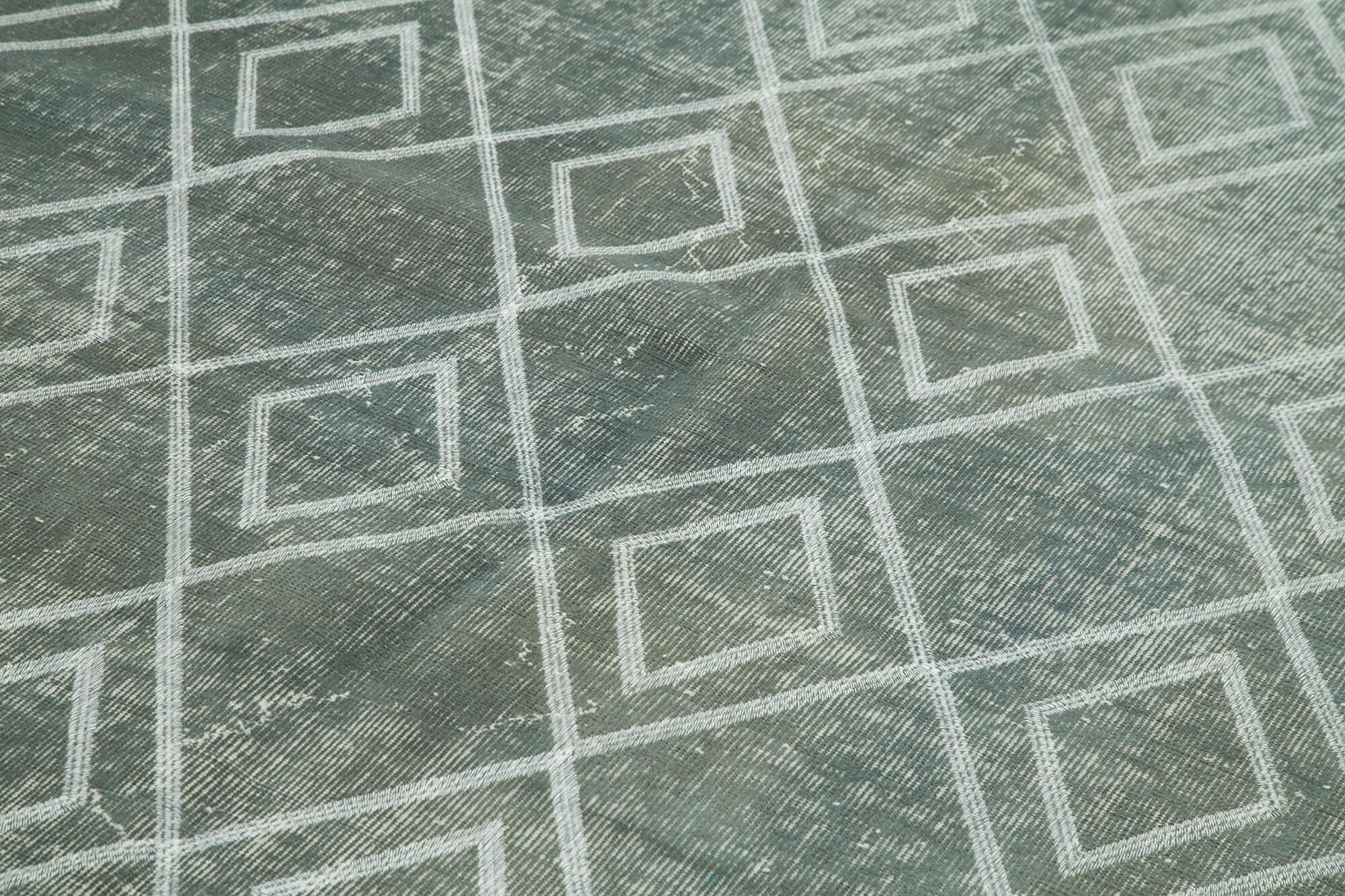 Geometric Carpet Gri Geometrik Pamuk Yün El Dokuma Halısı 195x300 Agacan