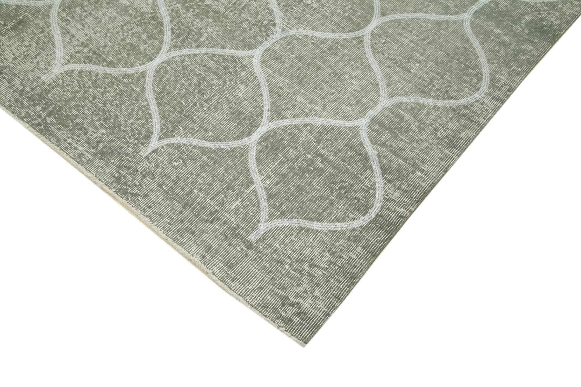 Geometric Carpet Gri Geometrik Pamuk Yün El Dokuma Halısı 189x299 Agacan