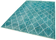 Geometric Carpet Turkuaz Geometrik Pamuk Yün El Dokuma Halısı 184x290 Agacan