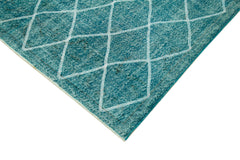 Geometric Carpet Turkuaz Geometrik Pamuk Yün El Dokuma Halısı 184x290 Agacan