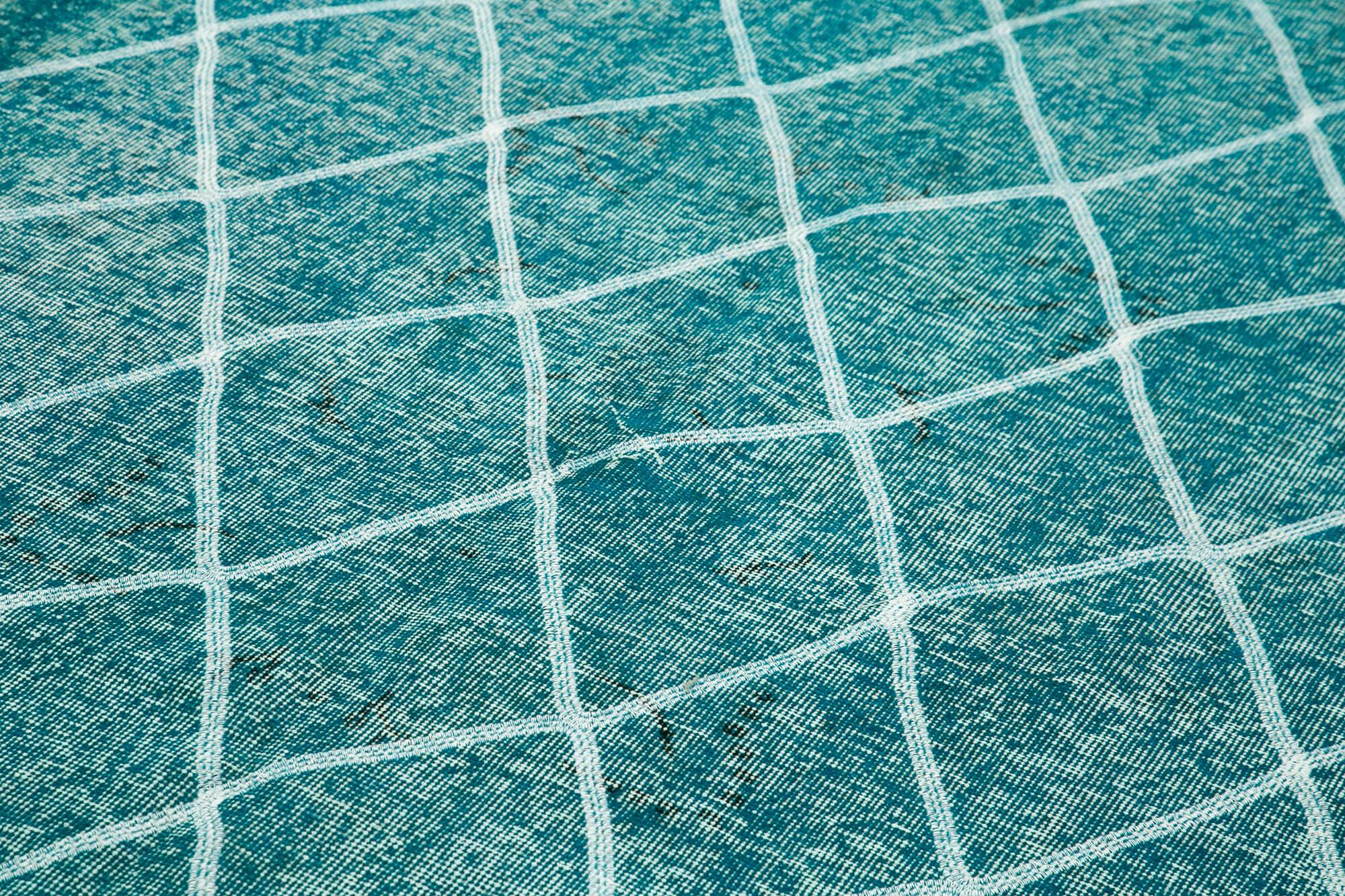 Geometric Carpet Turkuaz Geometrik Pamuk Yün El Dokuma Halısı 184x290 Agacan