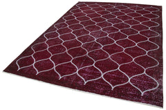 Geometric Carpet Mor Geometrik Pamuk Yün El Dokuma Halısı 208x304 Agacan