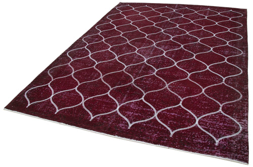 Geometric Carpet Mor Geometrik Pamuk Yün El Dokuma Halısı 208x304 Agacan