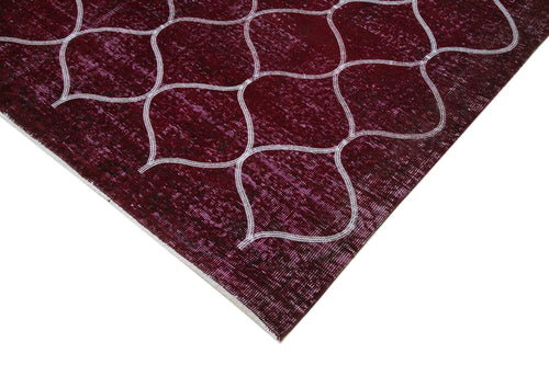 Geometric Carpet Mor Geometrik Pamuk Yün El Dokuma Halısı 208x304 Agacan