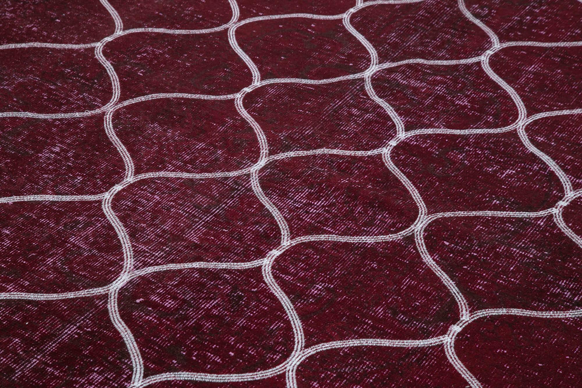 Geometric Carpet Mor Geometrik Pamuk Yün El Dokuma Halısı 208x304 Agacan