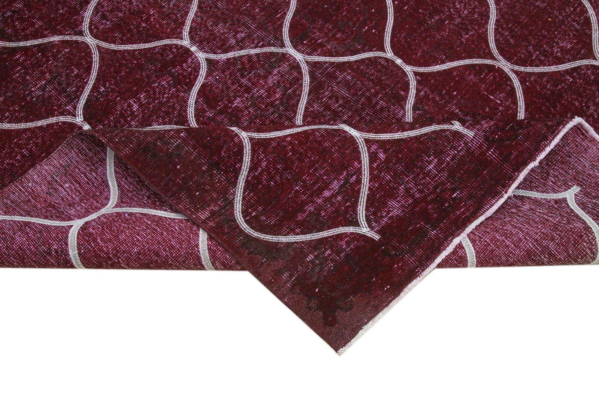Geometric Carpet Mor Geometrik Pamuk Yün El Dokuma Halısı 208x304 Agacan