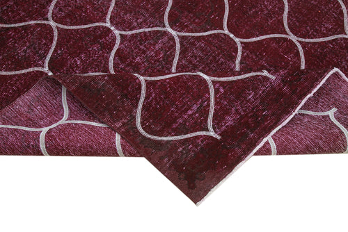 Geometric Carpet Mor Geometrik Pamuk Yün El Dokuma Halısı 208x304 Agacan