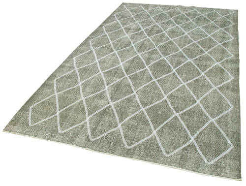 Geometric Carpet Gri Geometrik Pamuk Yün El Dokuma Halısı 166x275 Agacan