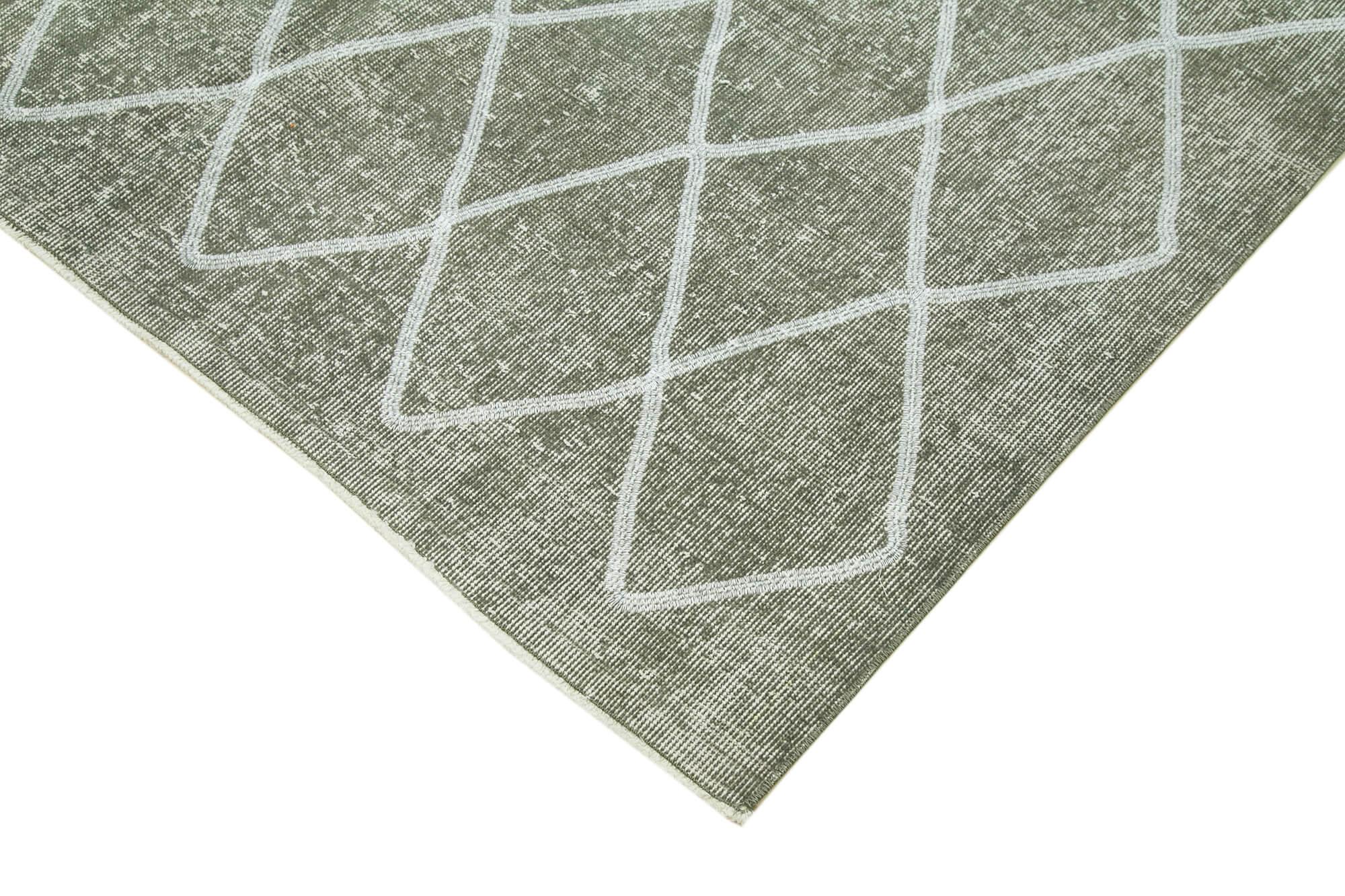 Geometric Carpet Gri Geometrik Pamuk Yün El Dokuma Halısı 166x275 Agacan