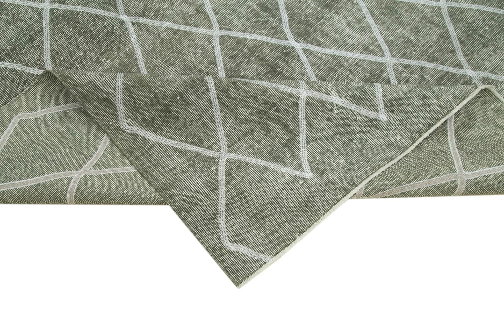 Geometric Carpet Gri Geometrik Pamuk Yün El Dokuma Halısı 166x275 Agacan