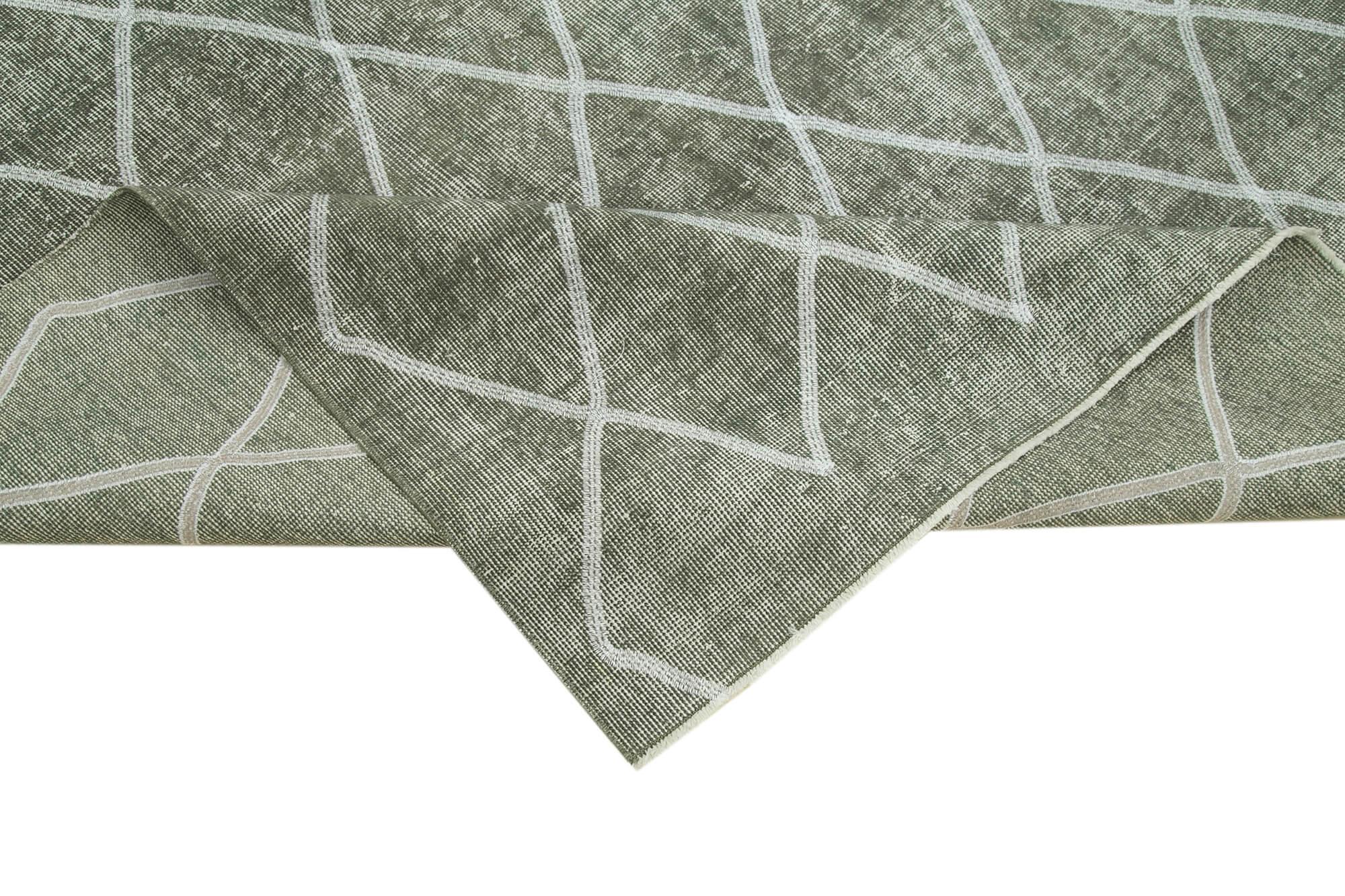 Geometric Carpet Gri Geometrik Pamuk Yün El Dokuma Halısı 166x275 Agacan