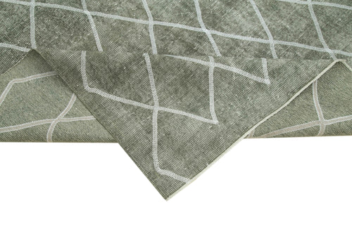 Geometric Carpet Gri Geometrik Pamuk Yün El Dokuma Halısı 166x275 Agacan