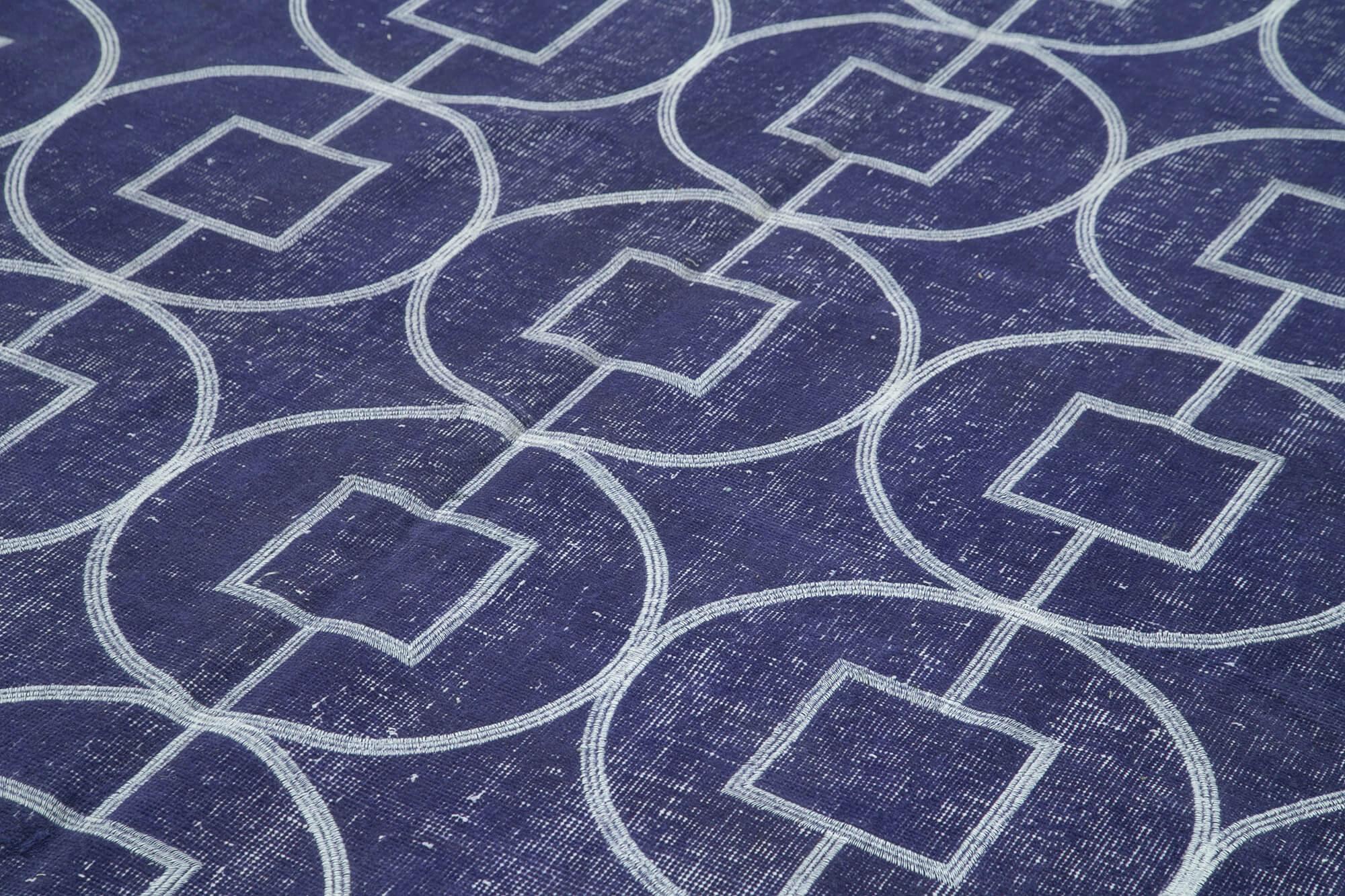 Geometric Carpet Mor Geometrik Pamuk Yün El Dokuma Halısı 218x310 Agacan