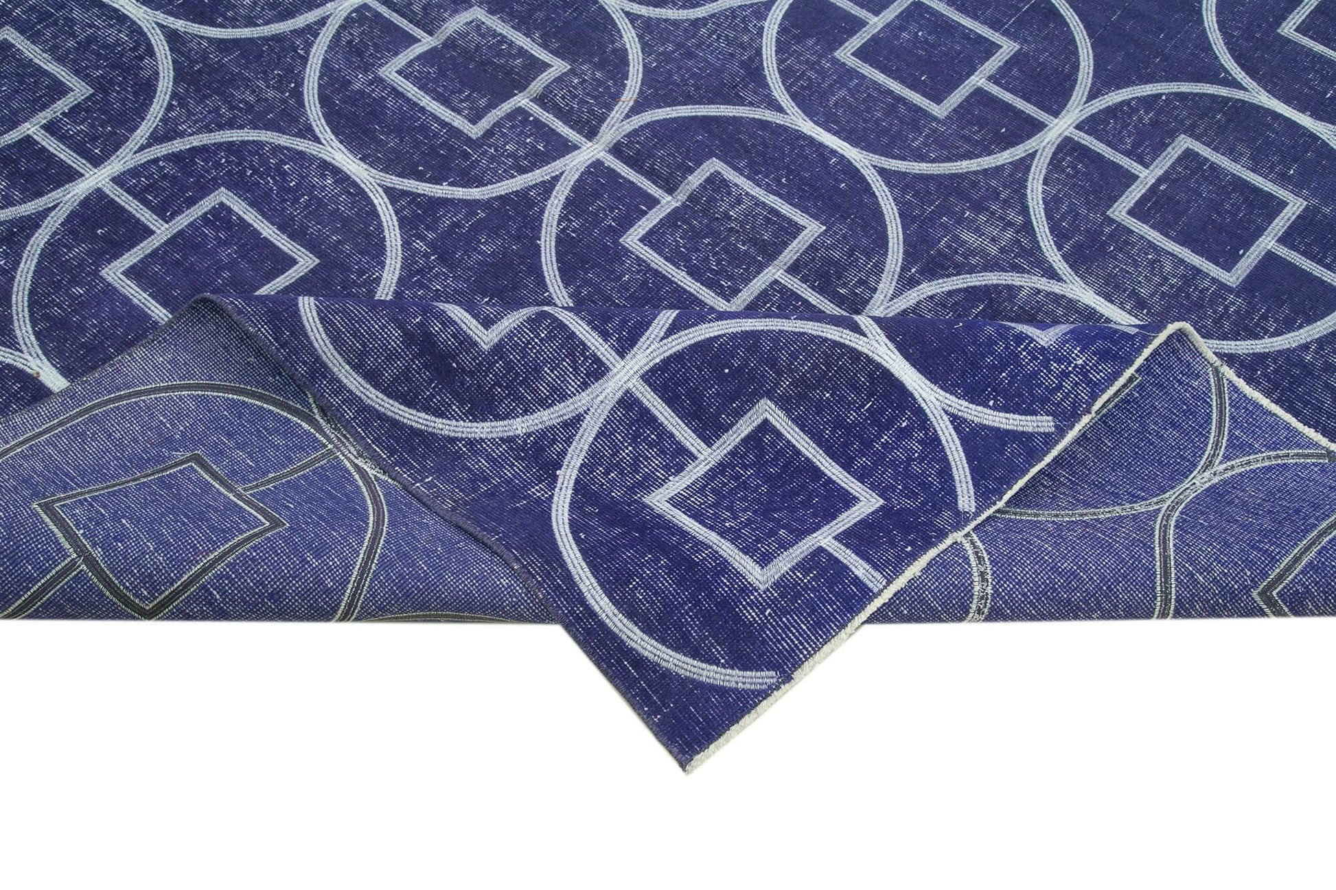 Geometric Carpet Mor Geometrik Pamuk Yün El Dokuma Halısı 218x310 Agacan
