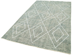 Geometric Carpet Gri Geometrik Pamuk Yün El Dokuma Halısı 150x253 Agacan