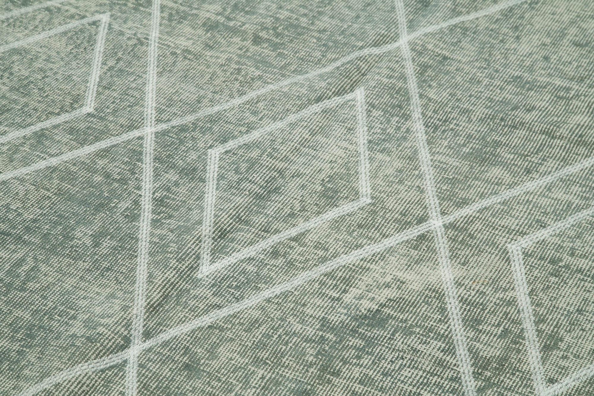 Geometric Carpet Gri Geometrik Pamuk Yün El Dokuma Halısı 150x253 Agacan