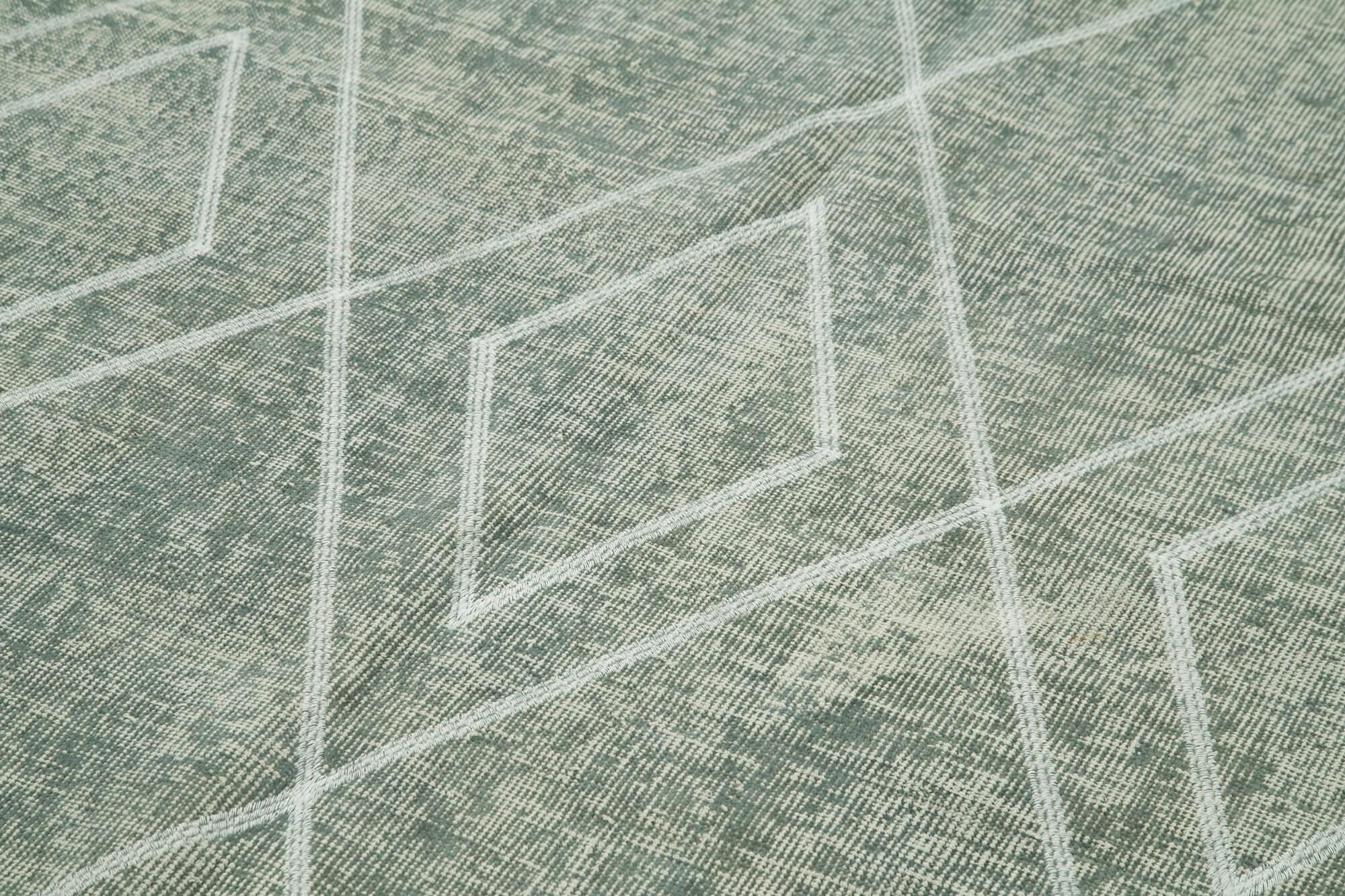 Geometric Carpet Gri Geometrik Pamuk Yün El Dokuma Halısı 150x253 Agacan