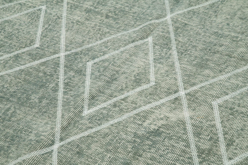 Geometric Carpet Gri Geometrik Pamuk Yün El Dokuma Halısı 150x253 Agacan