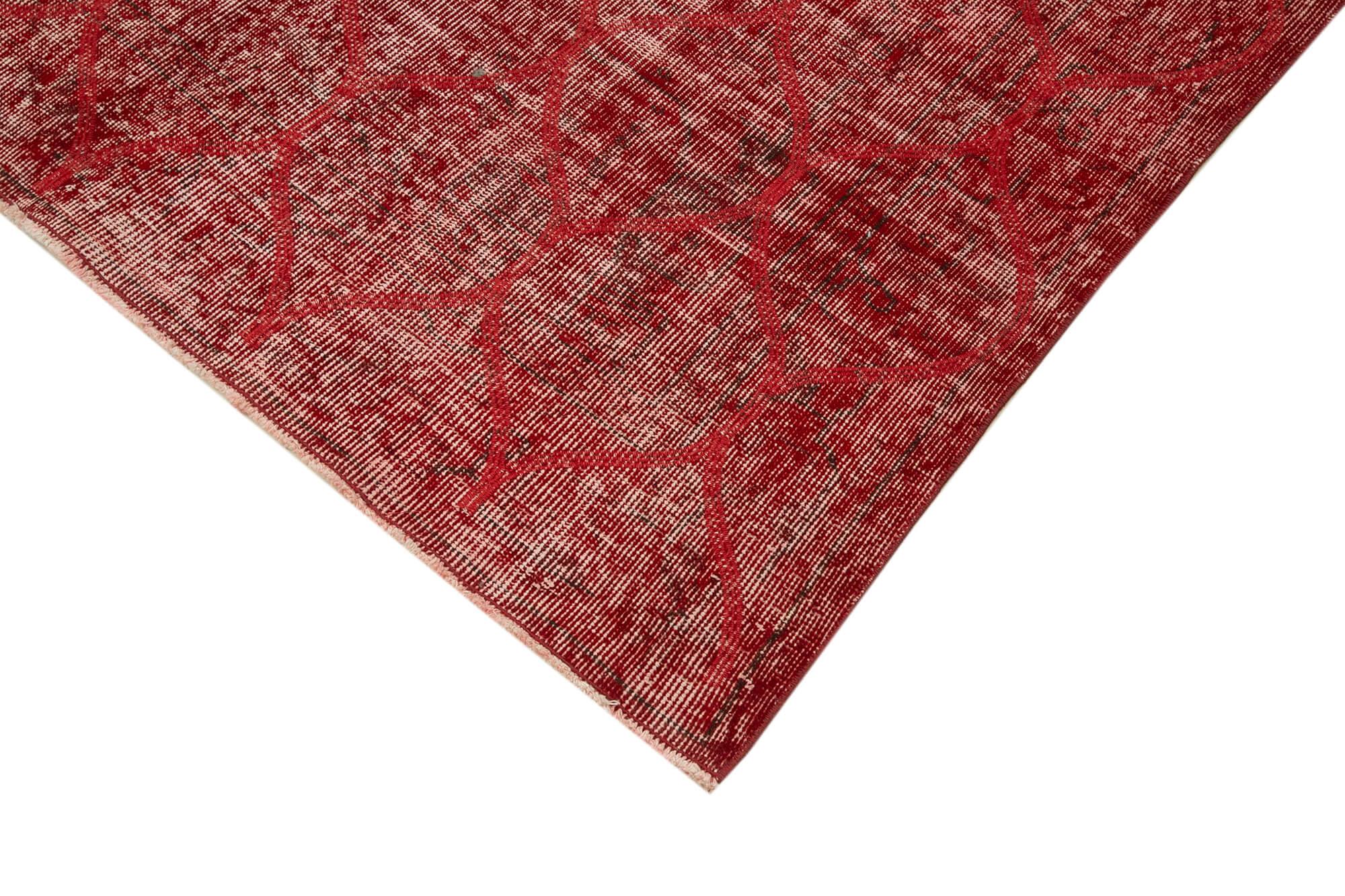 Geometric Carpet Kırmızı Geometrik Pamuk Yün El Dokuma Halısı 154x268 Agacan