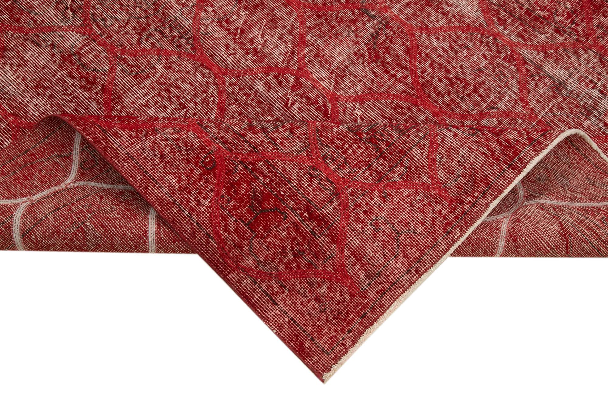 Geometric Carpet Kırmızı Geometrik Pamuk Yün El Dokuma Halısı 154x268 Agacan