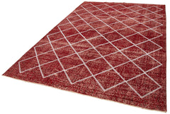 Geometric Carpet Kırmızı Geometrik Pamuk Yün El Dokuma Halısı 203x304 Agacan