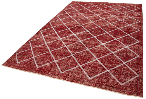 Geometric Carpet Kırmızı Geometrik Pamuk Yün El Dokuma Halısı 203x304 Agacan