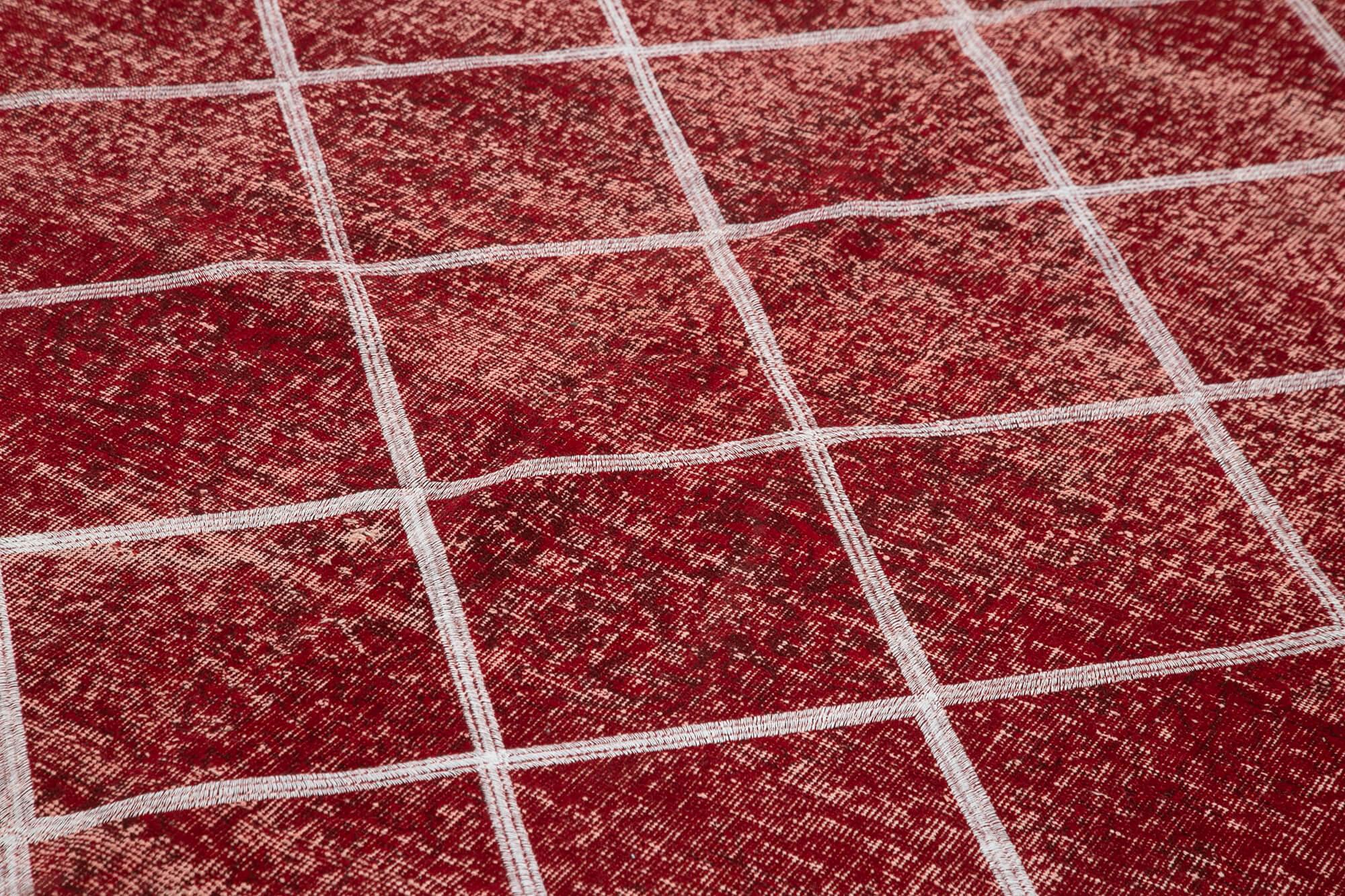 Geometric Carpet Kırmızı Geometrik Pamuk Yün El Dokuma Halısı 203x304 Agacan