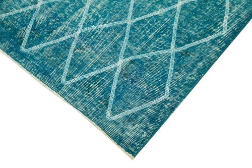 Geometric Carpet Turkuaz Geometrik Pamuk Yün El Dokuma Halısı 147x249 Agacan