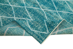 Geometric Carpet Turkuaz Geometrik Pamuk Yün El Dokuma Halısı 147x249 Agacan