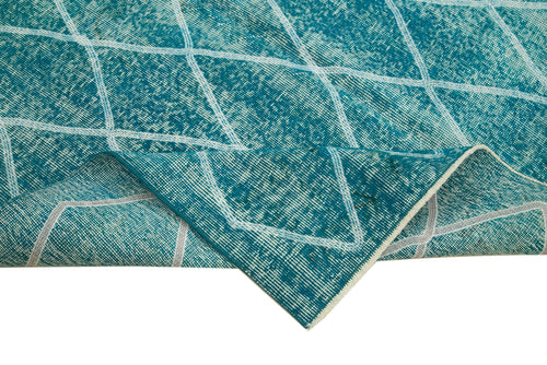 Geometric Carpet Turkuaz Geometrik Pamuk Yün El Dokuma Halısı 147x249 Agacan