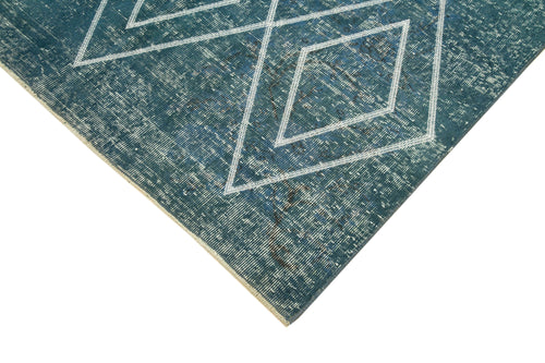 Geometric Carpet Mavi Geometrik Pamuk Yün El Dokuma Halısı 150x261 Agacan