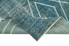 Geometric Carpet Mavi Geometrik Pamuk Yün El Dokuma Halısı 150x261 Agacan